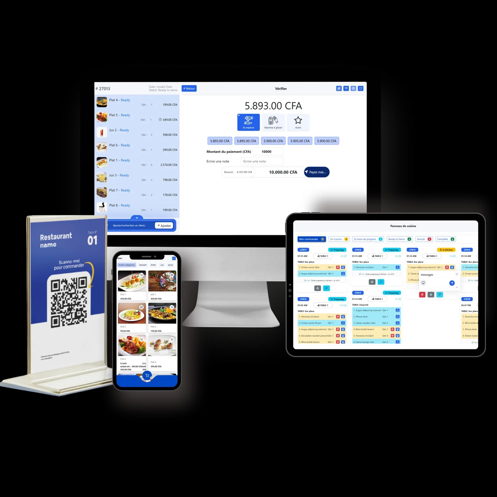 Suite Linkup Resto : QR table, app client, serveur, cuisine, caisse et admin